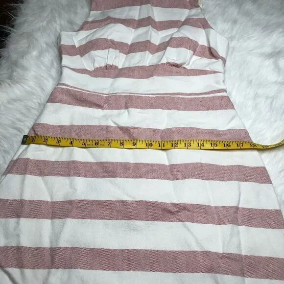 J.Crew Factory Pink White Striped Cotton Linen Sleeveless Sheath Dress Size 8 - Picture 6 of 10